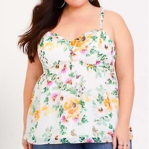 • NEW Torrid Ivory Floral Chiffon Babydoll Top / Blouse •